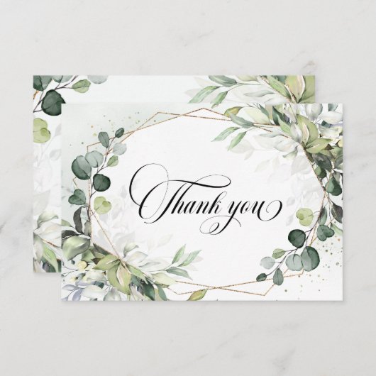 Eucalyptus Salie Groenery Moderne Geometrische Tro Bedankkaart (Voorkant / Achterkant)