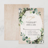 Eucalyptus Salie Groenery Moderne Geometrische Tro RSVP Kaartje (Voorkant / Achterkant)