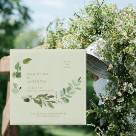 Eucalyptus Salie Trouw Vierkant Save the Date Magneet