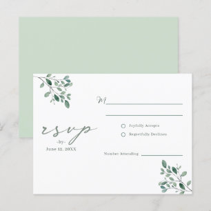 Eucalyptus Salie Waterverf bruiloft RSVP briefkaar Uitnodiging Briefkaart
