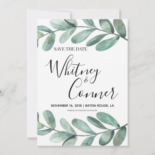 Eucalyptus Save the Date (Voorkant)