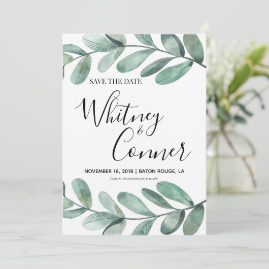 Eucalyptus Save the Date (Staand voorkant)