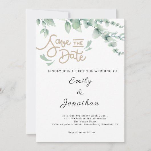 Eucalyptus Save the Date (Voorkant)