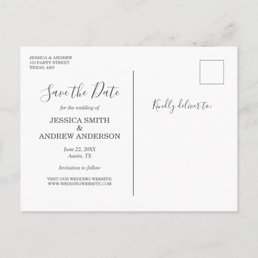 Eucalyptus Save the Date Briefkaart Elegant Greene (Achterkant)