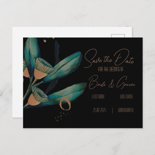 Eucalyptus Save the Date Invitation Briefkaart (Voorkant / Achterkant)
