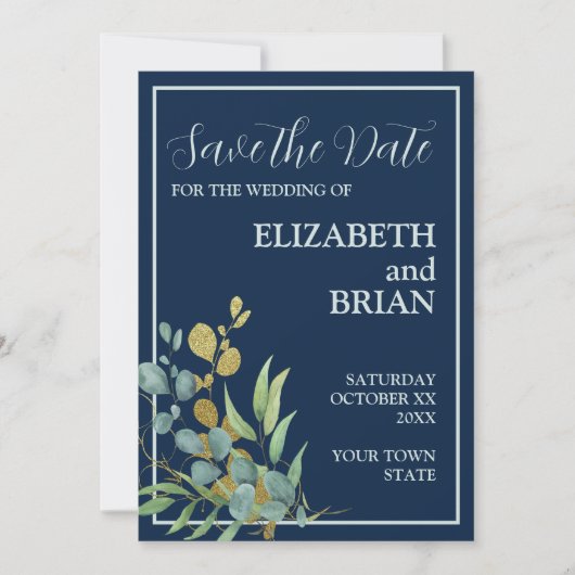 Eucalyptus Save the Date Kaart (Voorkant)