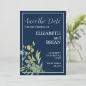 Eucalyptus Save the Date Kaart (Staand voorkant)