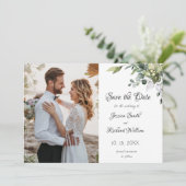 Eucalyptus Save the Date PHOTO Invitation (Staand voorkant)