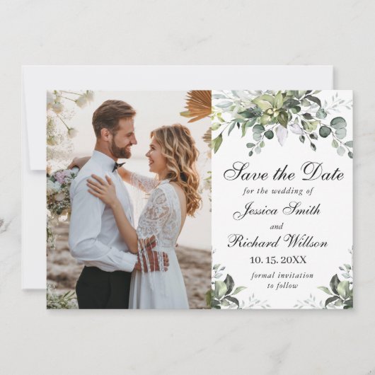 Eucalyptus Save the Date PHOTO Invitation (Voorkant)