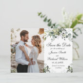 Eucalyptus Save the Date PHOTO Invitation (Staand voorkant)