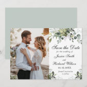 Eucalyptus Save the Date PHOTO Invitation (Voorkant / Achterkant)