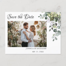 Eucalyptus Save the Date PHOTO Invitation Briefkaa Briefkaart