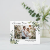 Eucalyptus Save the Date PHOTO Invitation Briefkaa Briefkaart (Staand voorkant)