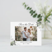 Eucalyptus Save the Date PHOTO Invitation Briefkaa Briefkaart (Staand voorkant)
