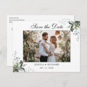 Eucalyptus Save the Date PHOTO Invitation Briefkaa Briefkaart (Voorkant / Achterkant)