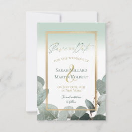 Eucalyptus Save the Date Sage green bruiloft