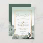 Eucalyptus Save the Date Sage green bruiloft (Voorkant / Achterkant)