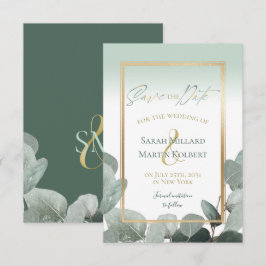Eucalyptus Save the Date Sage green bruiloft