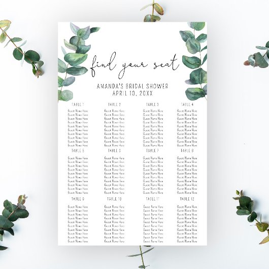 Eucalyptus - Schuimbord voor zitplaatsen Poster