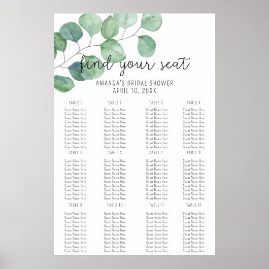 Eucalyptus - Schuimbord voor zitplaatsen Poster (Voorkant)