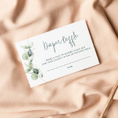 Eucalyptus Script Baby shower Luier Raffle Informatiekaartje