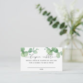 Eucalyptus script Baby shower Luier Raffle ticket Informatiekaartje (Staand voorkant)