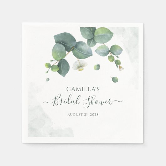 Eucalyptus Script Botanische Bruidsdouche Servet (Voorkant)