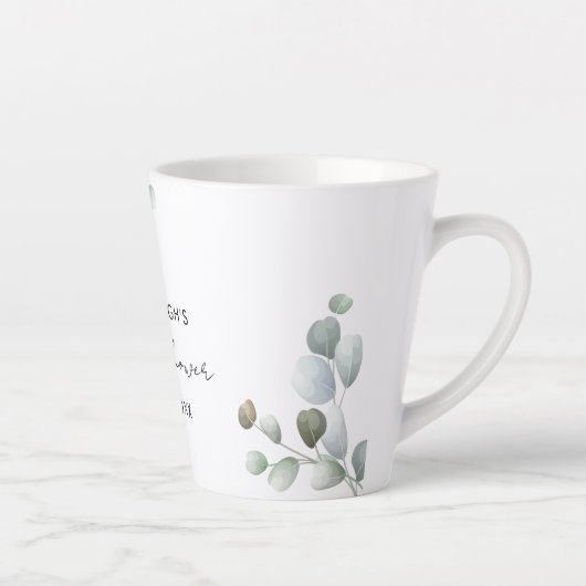 Eucalyptus Script Bruiloft Feest Custom Latte Mok (Rechts)