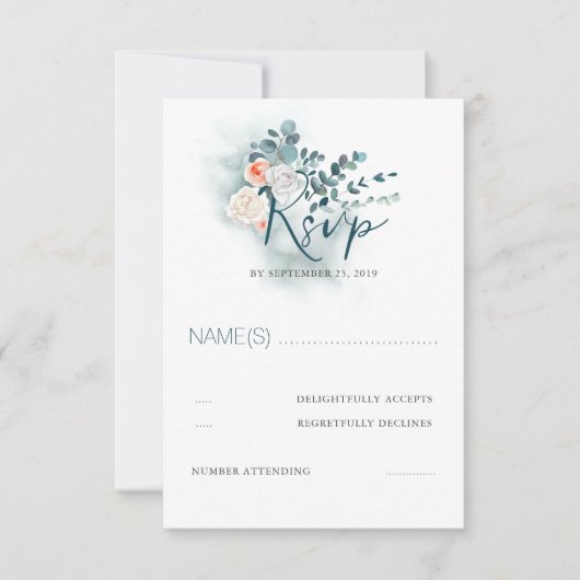 Eucalyptus Script Bruiloft RSVP Kaartje (Voorkant)