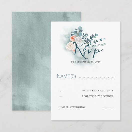 Eucalyptus Script Bruiloft RSVP Kaartje (Voorkant / Achterkant)