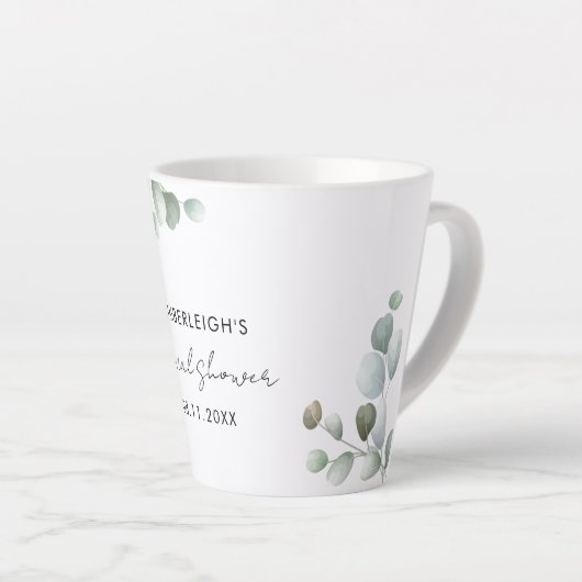 Eucalyptus Script Bruiloftsfeest Aangepast Latte Mok (Rechterhoek)