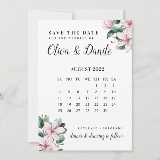 Eucalyptus Script Calendar Photo Save the Date Kaart (Voorkant)