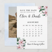 Eucalyptus Script Calendar Photo Save the Date Kaart (Voorkant / Achterkant)