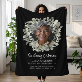 Eucalyptus Script Custom Text & Photo Memorial Fleece Deken
