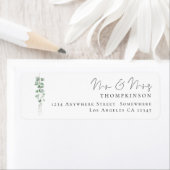 Eucalyptus Script de heer Mrs Wedding Return Addre Etiket (Insitu)