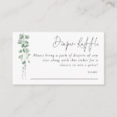 Eucalyptus Script DIaper Baby shower met rotatiesn Informatiekaartje (Voorkant)