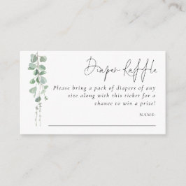 Eucalyptus Script DIaper Baby shower met rotatiesn Informatiekaartje