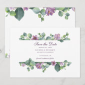 Eucalyptus Script Floral Botanical Greenery Save The Date (Voorkant / Achterkant)