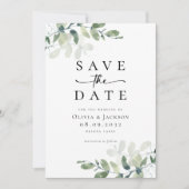 Eucalyptus Script Fotobruiloft Save The Date (Voorkant)