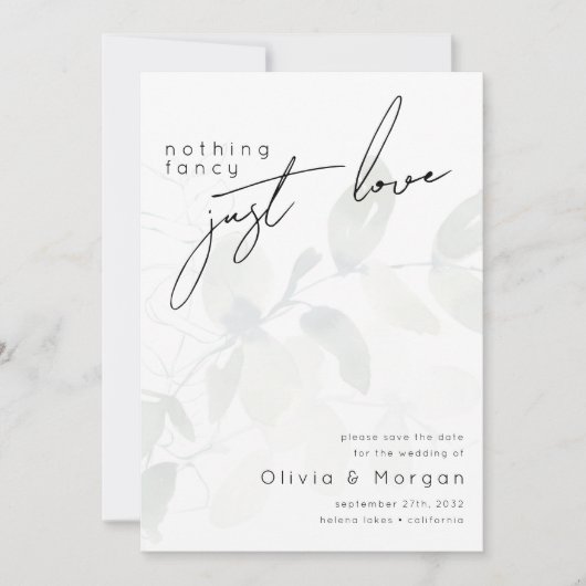 Eucalyptus Script Fotobruiloft Save The Date (Voorkant)