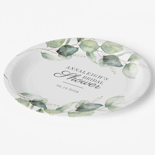 Eucalyptus Script Greenery botanische Vrijgezellen Papieren Bordje (Gekanteld)