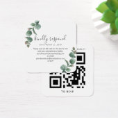 Eucalyptus Script Greenery Wedding QR Code RSVP Vierkante Visitekaartjes (Bureau)