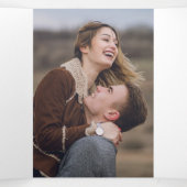 Eucalyptus Script groen foto bruiloft Drieluik Uitnodiging (Binnenkant midden)