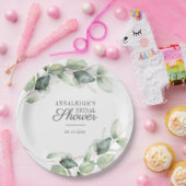 Eucalyptus Script Groene Botanische Bruidsdouche Papieren Bordje (Feest)