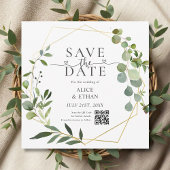 Eucalyptus Script Hart QR Code Bewaar de Datum Save The Date