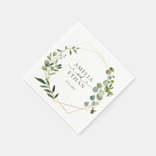 Eucalyptus Script Heart Wedding Servet (Hoek)