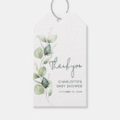 Eucalyptus Script minimalistisch Baby shower Cadeaulabel (Voorkant)