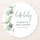 Eucalyptus Script minimalistisch Baby shower Kartonnen Onderzetters (Voorkant)