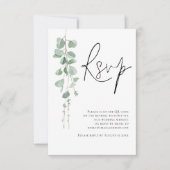 Eucalyptus Script QR Code Weddenschap RSVP (Voorkant)