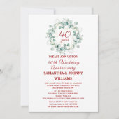 Eucalyptus Script Ruby 40th Wedding Jubileum Kaart (Voorkant)